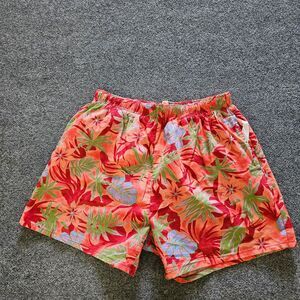 Joseph Abboud Swim Trunks Bathing Suit Mens XL Orange Tropical Lined Classic